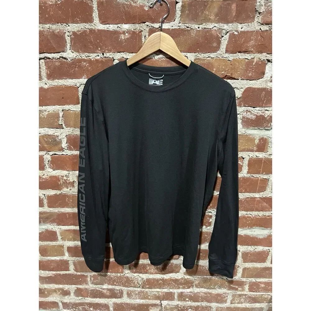 American Eagle Mens Black Long Sleeve Shirt Size Medium